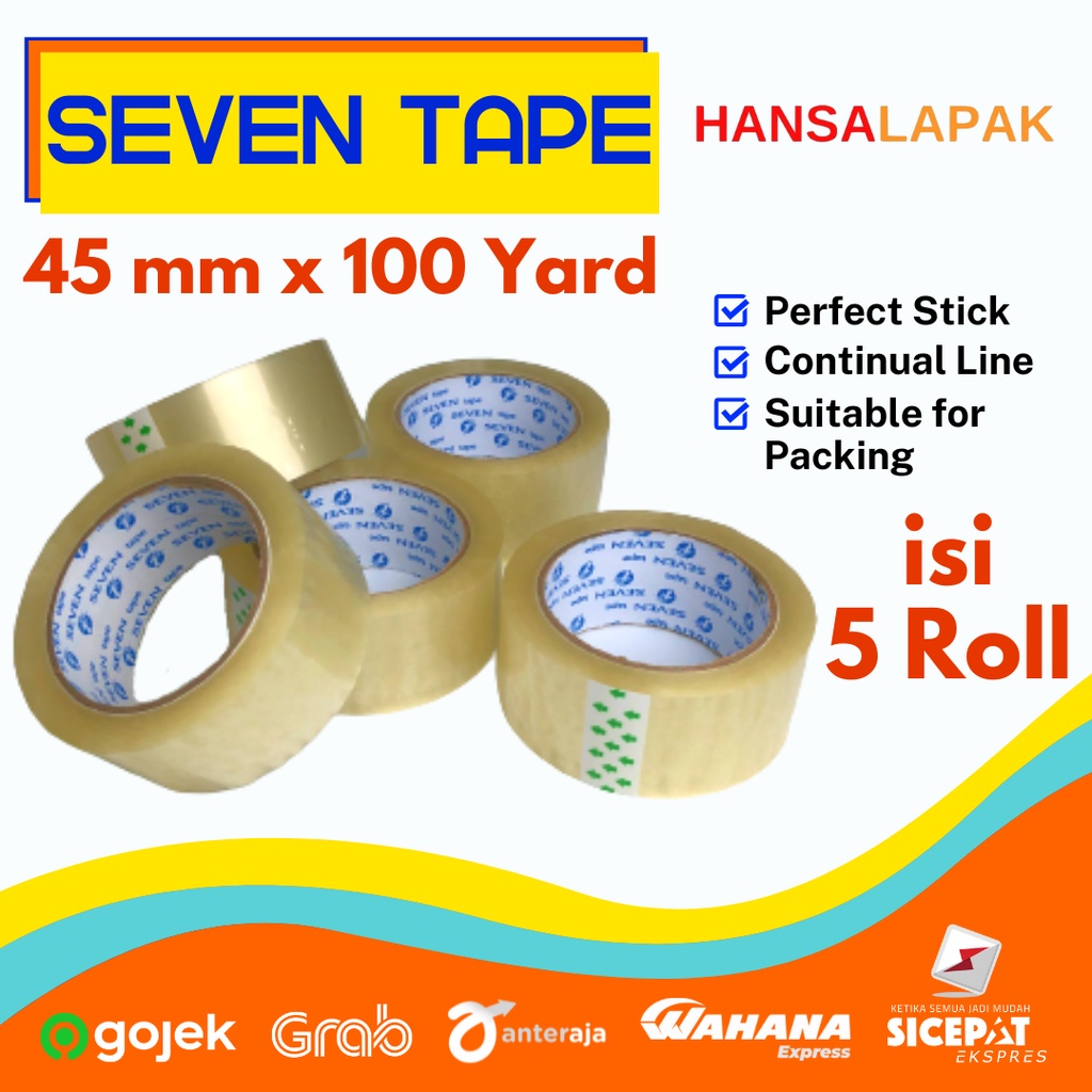 

5 roll Lakban 45 mm x 100 Yard Seven Tape
