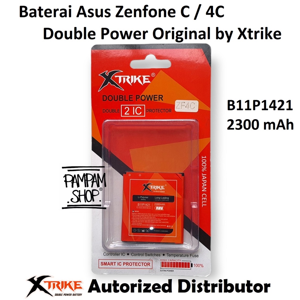 Baterai XTRIKE Double Power Original Asus Zenfone C 4C ZC451CG Z007 B11P1421 Batre Batrai Battery