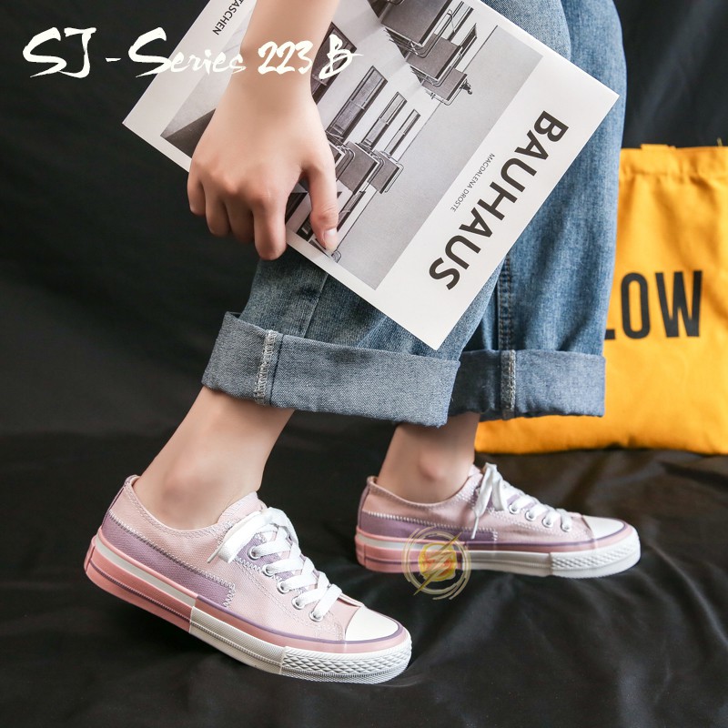 [NOOS] (FREE BOX)  Sepatu Sneakers Wanita Casual Wear Back To School Import Kualitas Super Premium-223 B - Pink