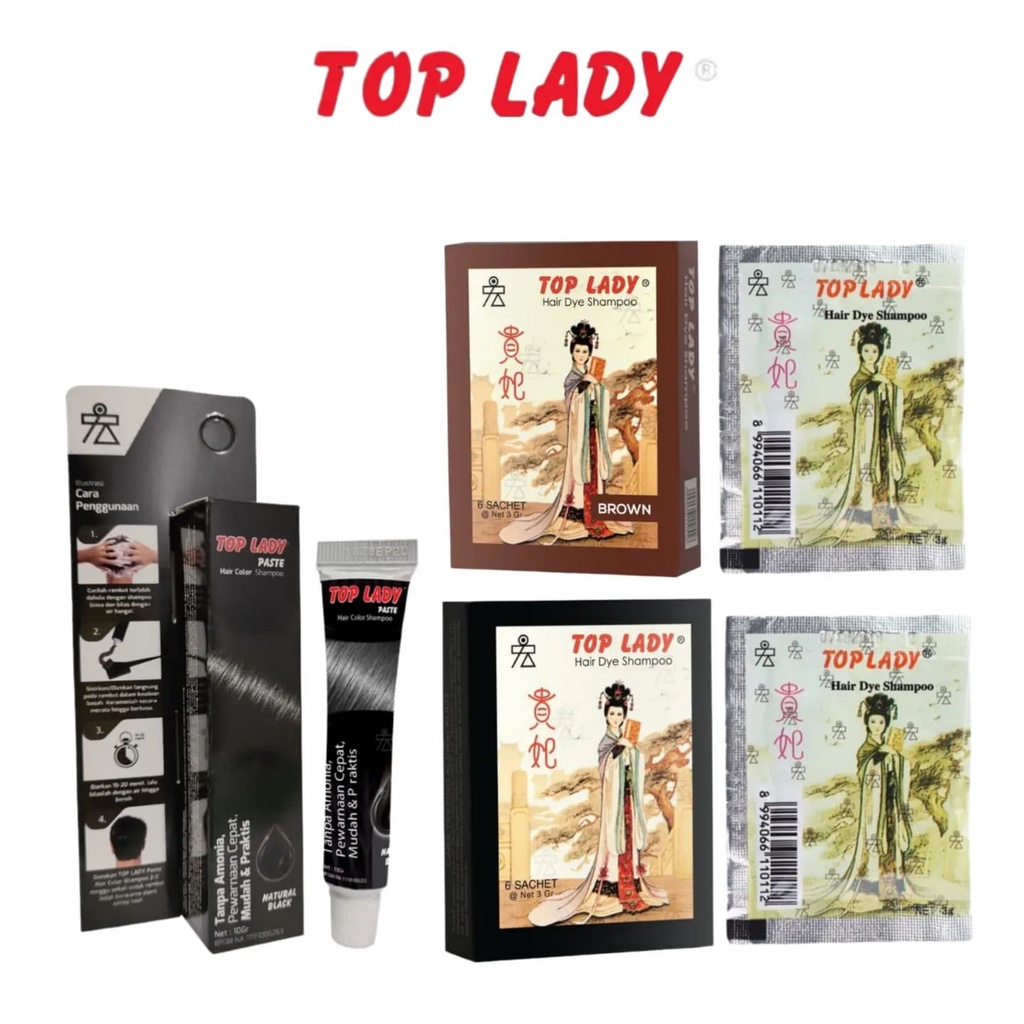 TOP LADY Hair Dye Shampoo - Semir / Sampo Pewarna Rambut
