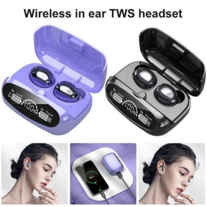 Headset Bluetooth 5.1 TWS M32 Touch Wireless Earbuds Tahan air IPX7 Handsfree