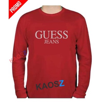 Kaos Distro Guess Jeans Silver Premium Fashion Pria Wanita Lengan Panjang
