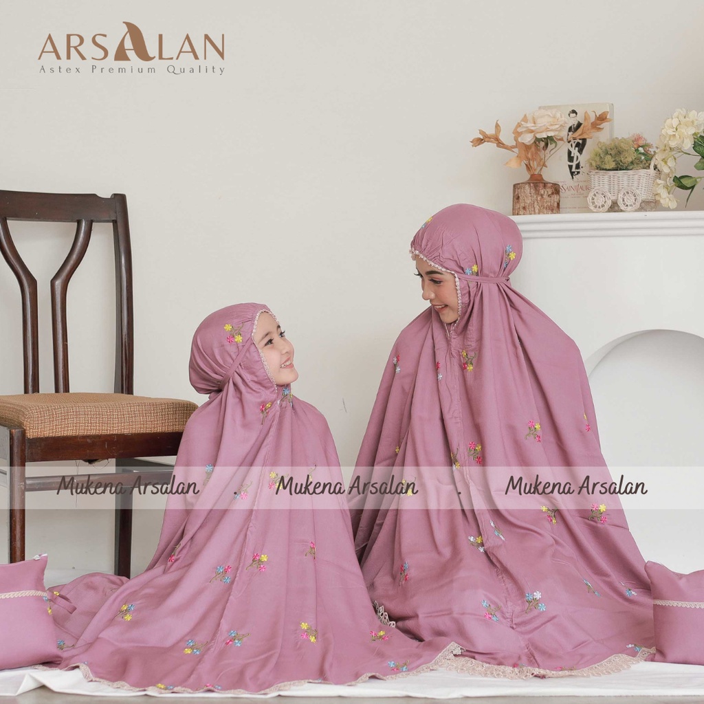 Mukena Couple Yasmin Bordir Melati Rayon Premium Dewasa anak Tanggung | Mukena Arsalan