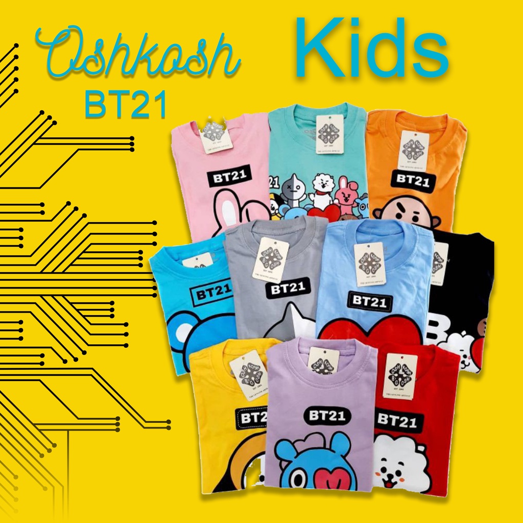 Kaos Anak BT21 BTS Karakter Lucu / Kaos Anak Oshkosh Gambar BTS BT21 Lucu Unisex