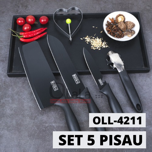 PISAU SET DAPUR PISAU STAINLESS MEWAH ELEGAN 5PCS OLL-CH4211