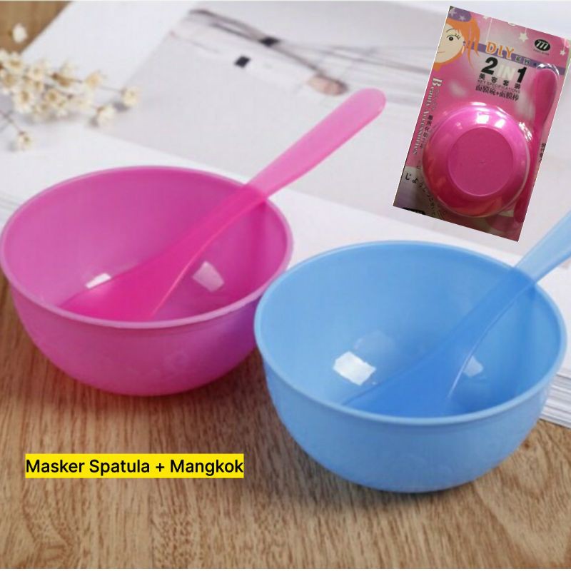 Alat Masker Set 2in1 Spatula Mangkok Kuas Masker