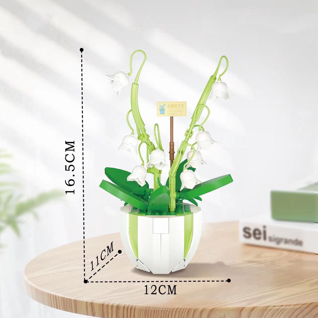 Mainan Balok Bangunan Micro Partikel DIY Seri Pot Bunga 2080-2089