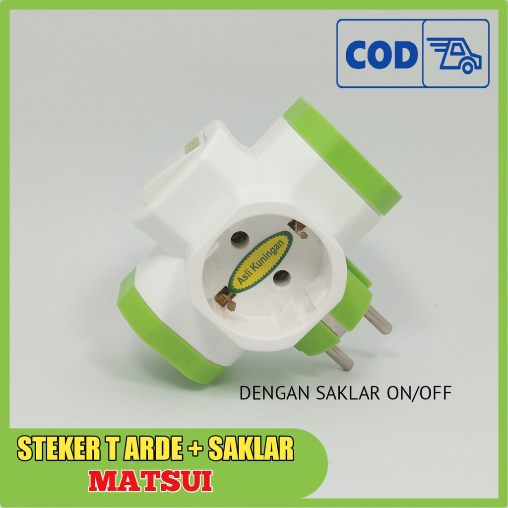 Matsui  Steker T Arde Cabang 3 / Colokan 3 Lubang + Saklar ON/OFF