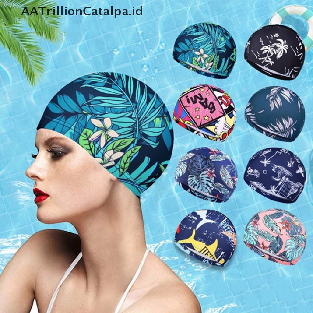 Aatrillioncatalpa Topi Renang Elastis Anti Air Quick Dry Untuk Pelindung Telinga