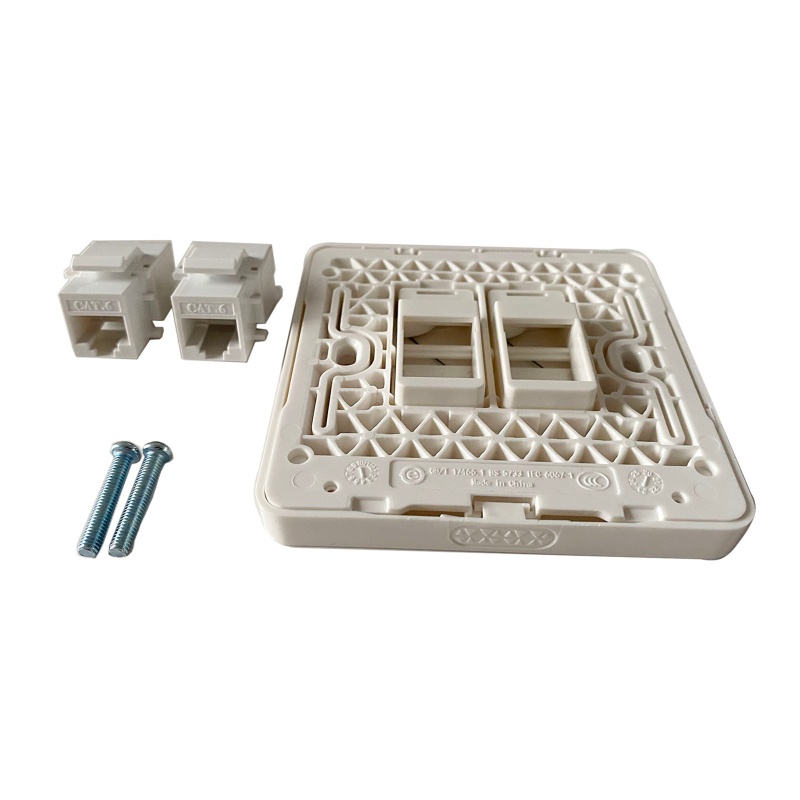 Vivi Female To Female CAT6 RJ45 LAN Faceplate 86x86mm Stop Kontak Colokan Internet Tanpa Alat