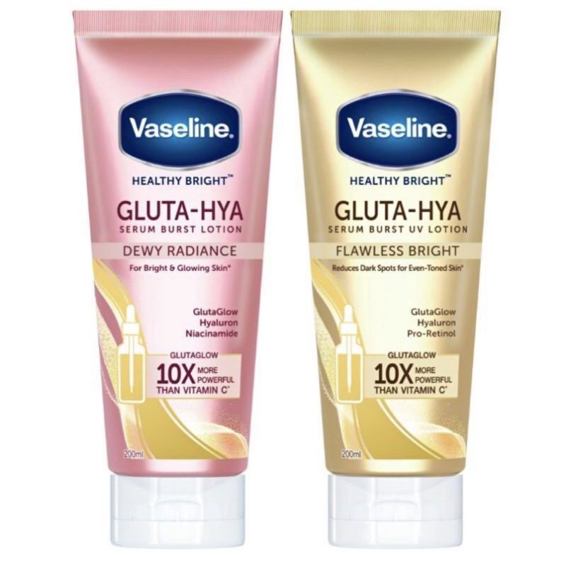 VASELINE Serum Lotion Gluta Hya Flawless Bright / Dewy Radiance 200ml 330ml gluta-hya