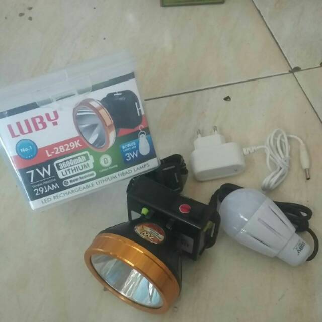 Senter kepala luby 7w nyala kuning