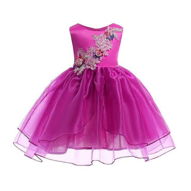 GA2701 MARGO DRESS FUSCHIA / GAUN DRESS PESTA ANAK ULANG TAHUN ANAK PINK NATAL IMPORT MURAH BUNGA