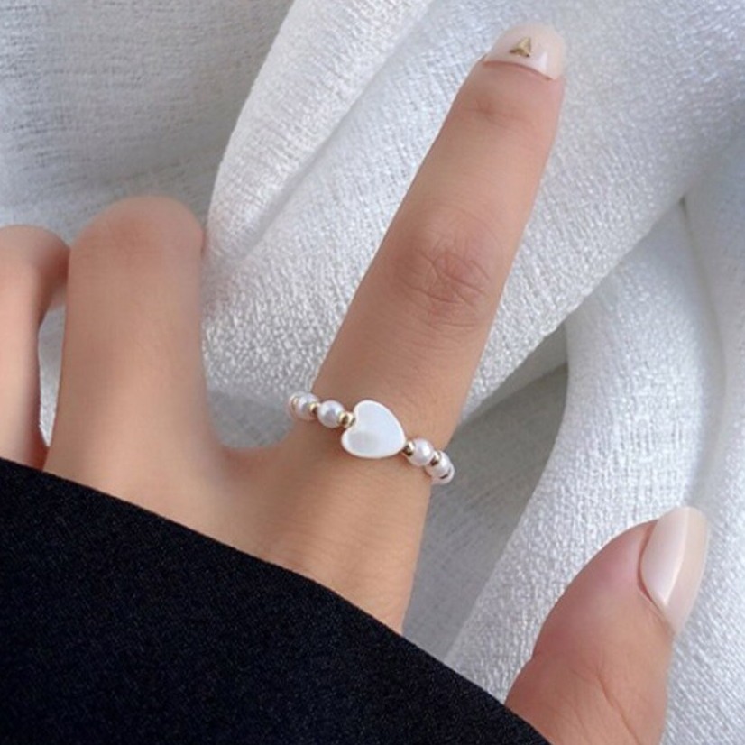 Cincin Manik-Manik Mutiara Imitasi Elastis Adjustable Untuk Wanita