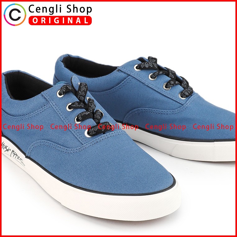 SEPATU SNEAKER PRIA HUSH PUPPIES ORIGINAL CASUAL KETS ASLI BIRU HM013