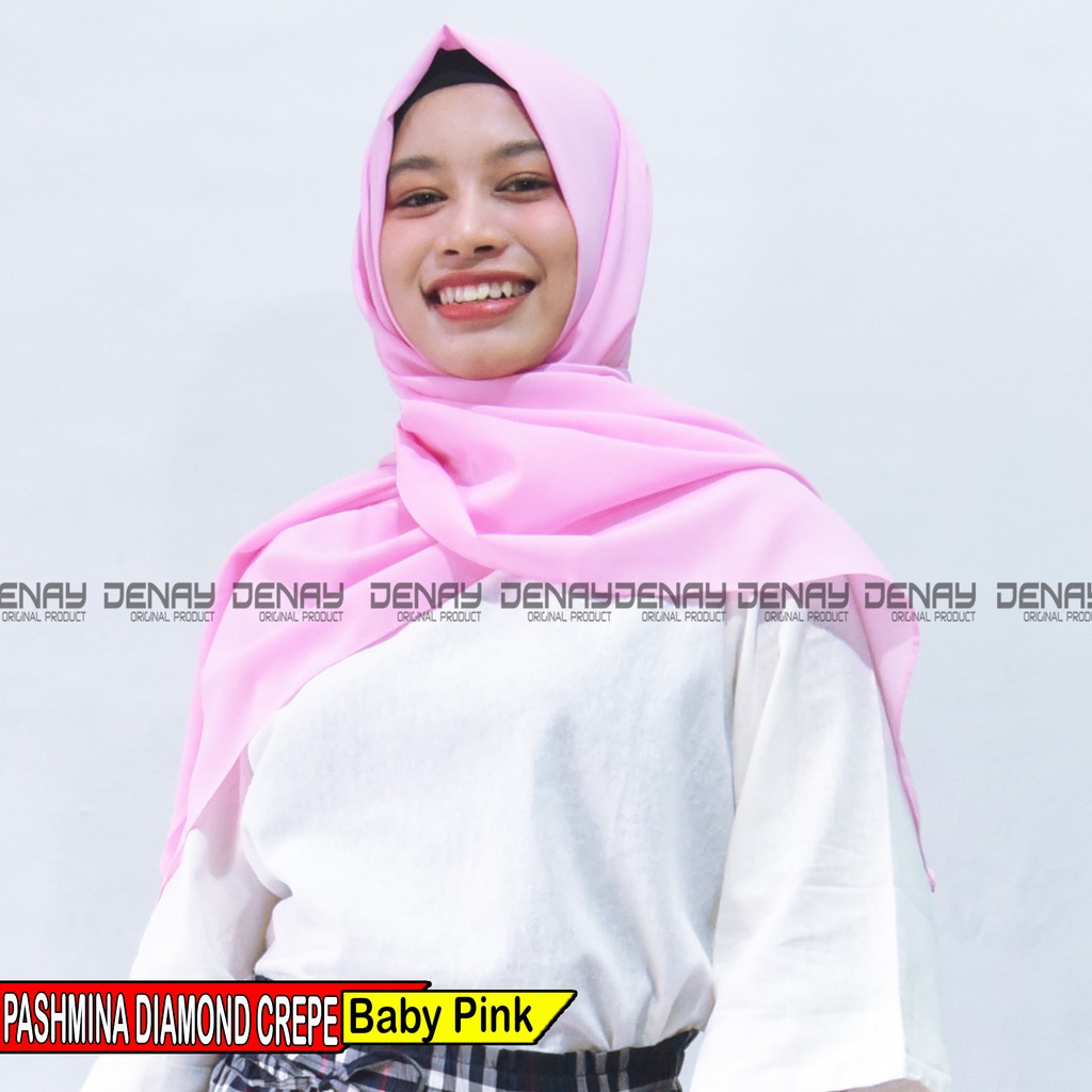 TOKODENAY - HIJAB PASHMINA DIAMOND CREPE - JAHIT TEPI PASHMINA JILBAB KERUDUNG POLOS MUSLIM