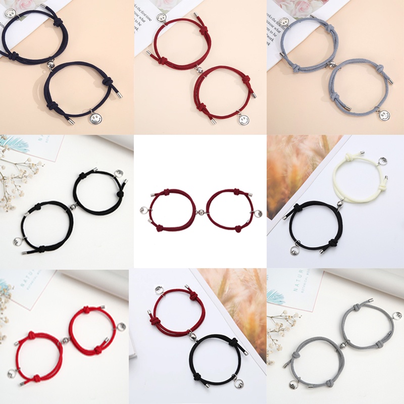 2pcs Gelang Couple Magnet  Inisial Gelang Tali Couple Gelang Couple Pasangan Gelang Braided Bracelet Anti-Memudar Q32