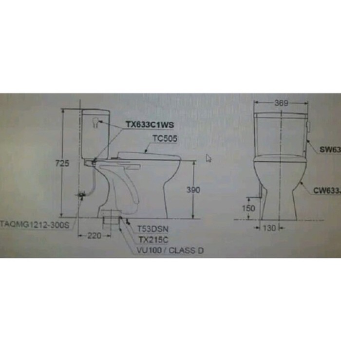 Toto Closet / Kloset / Toilet Duduk Cw633J Sw633Jp / Cw 633 J Sw 633 Jp White