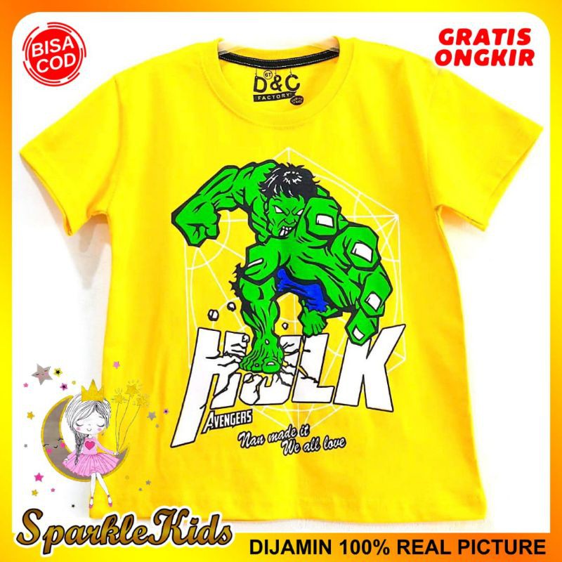SparkleKids Baju Anak / Kaos Anak Laki-Laki Motif Hulk Yellow 1-10 Tahun