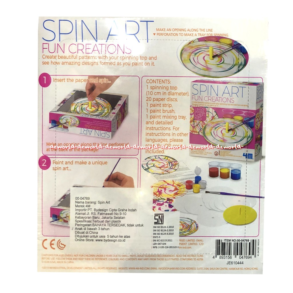 4M Spin Art Fun Creations Create Beautiful Patterns Mainan Melukis Model Spinner Berputar