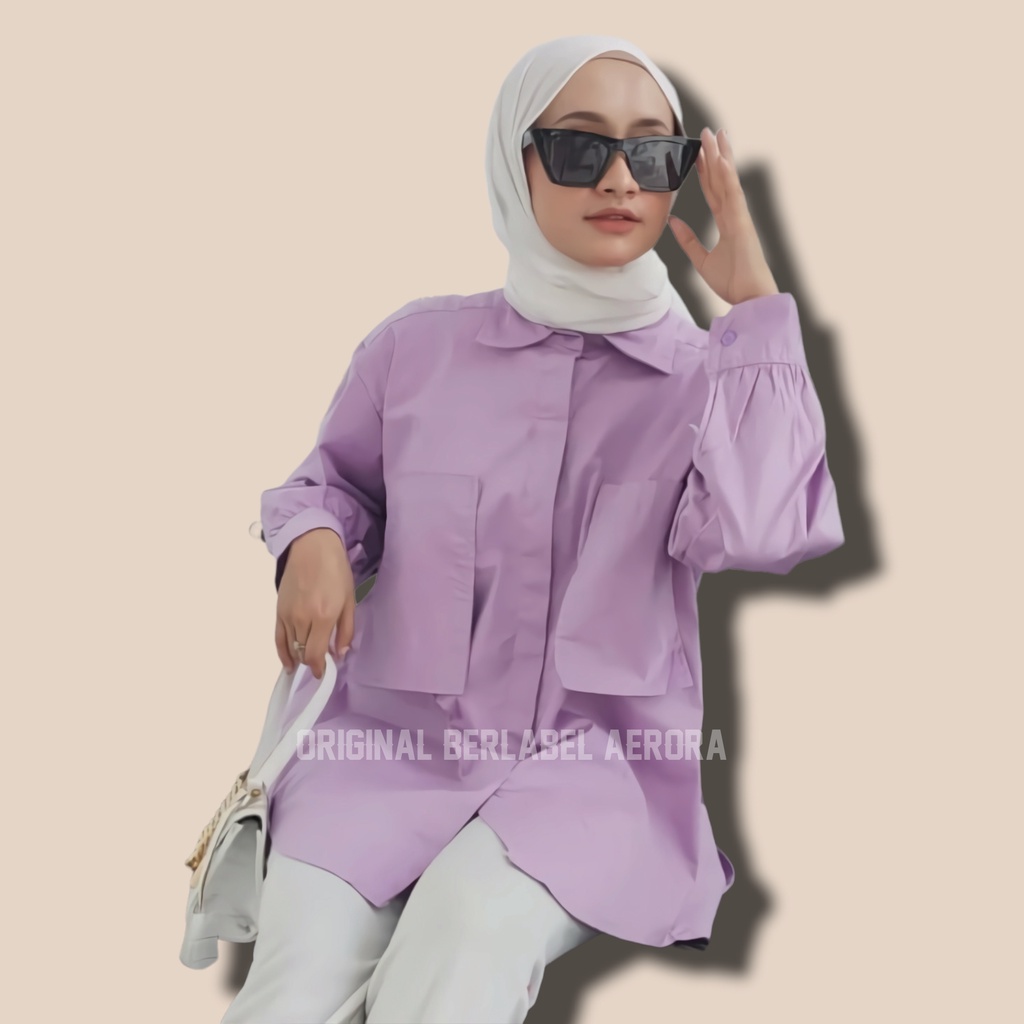 Baju Atasan Kemeja Polos Jumbo Lengan Panjang Wanita Korean Style Terbaru 2022 Rayon Twill Premium Ld 120 Allsize