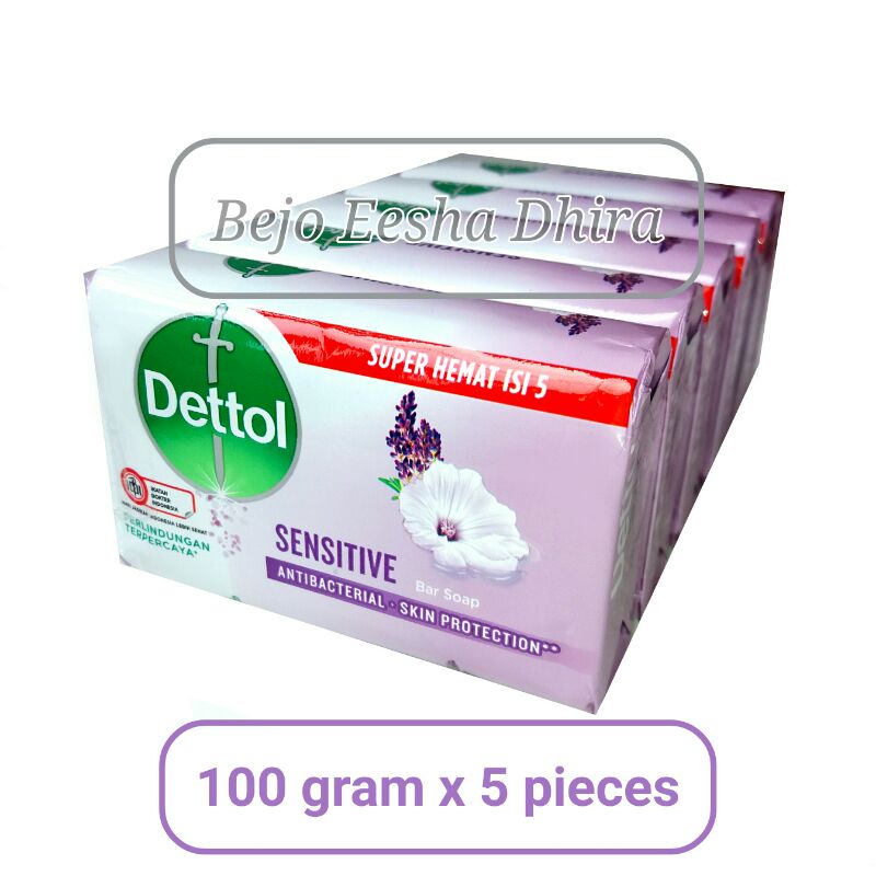 Jual Dettol Sensitive 100 Gram Isi 5 Sabun Batang Anti Bakteri Gliserin ...