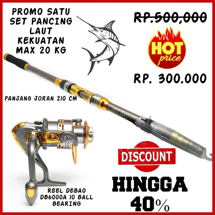 PROMO DISKON Set Joran Pancing laut kekuatan 20kg joran pancing