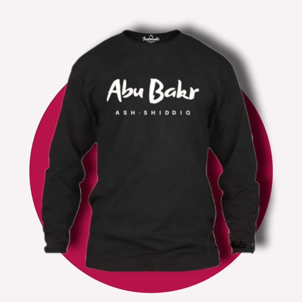 Indoholic Atasan Baju Kaos Distro Kaos Lengan Panjang Kaos Dakwah Kaos Muslim Pria Wanita Combed 100% Abu Bakr As