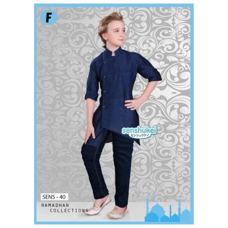 Busana Muslim Anak India Warna Biru Dongker Baju Lebaran Anak Cowo Branded Baju Koko Setelan Celana