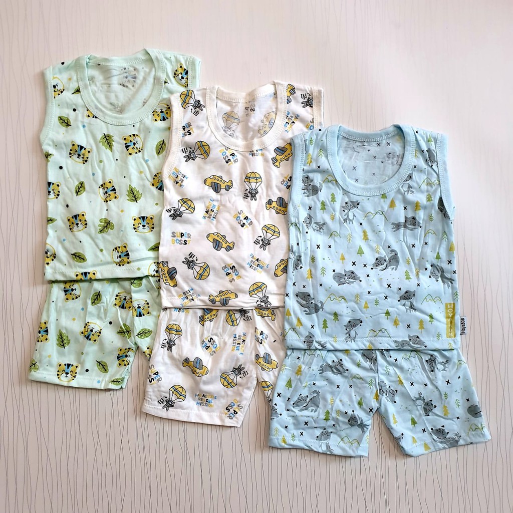 COD Paket Setelan Singlet Isi 3 stelan Baju Laki Baby Alicia