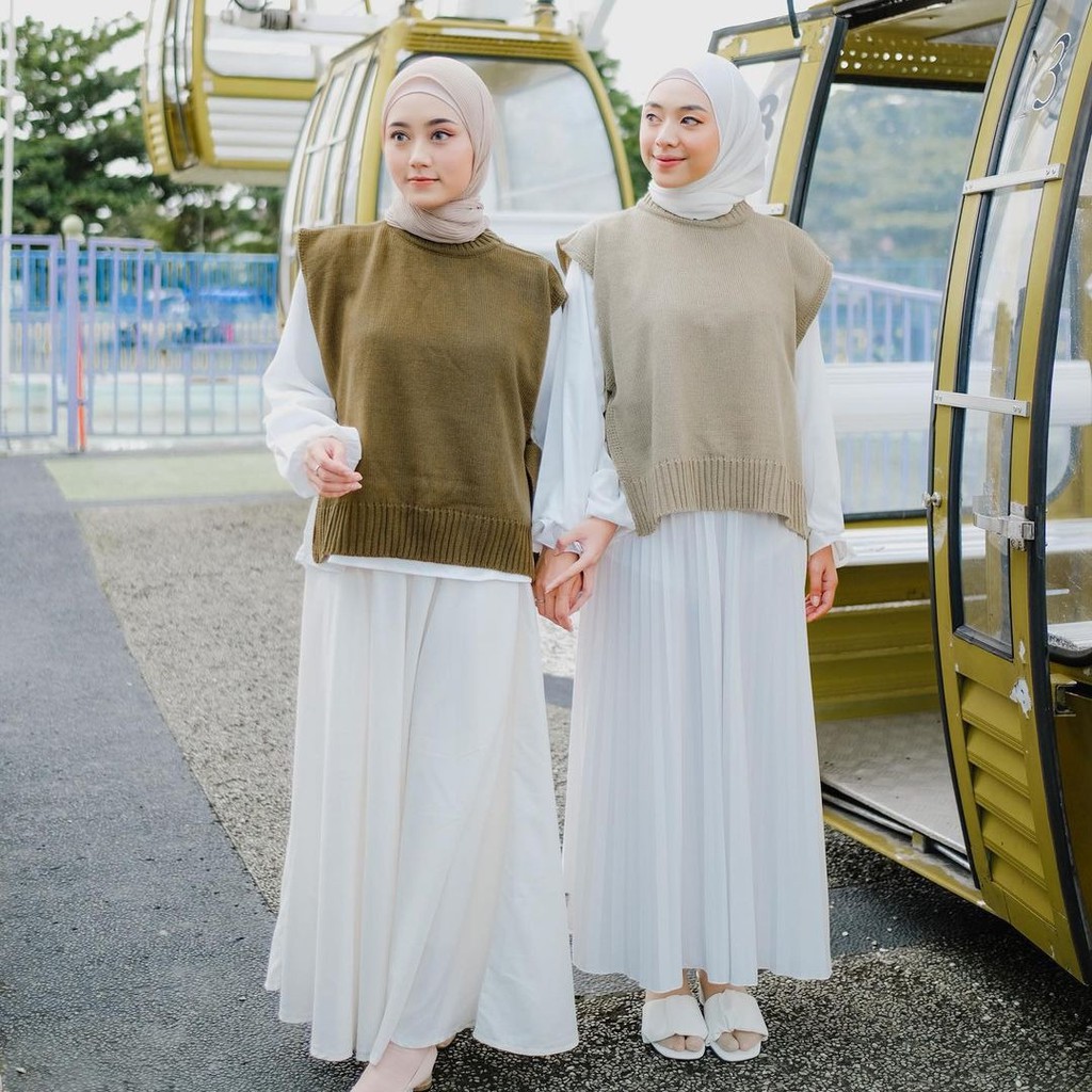 PROMO - LAILA VEST RAJUT / ROMPI RAJUT WANITA / ROMPI WANITA / BAJU LUARAN WANITA MUSLIM / RAJUT KOR