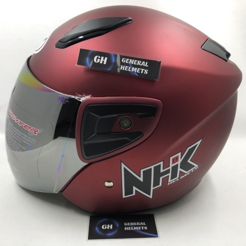 Jual HELM NHK R7 SOLID ROYAL RED DOFF MERAH MARUN DOP HALF FACE