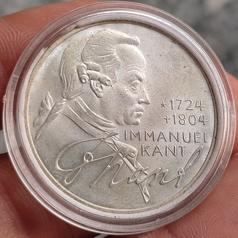 Uang Koin Perak Kuno 5 Deutsche Mark Immanuel Kant Jerman Tahun 1974 Silver Coin