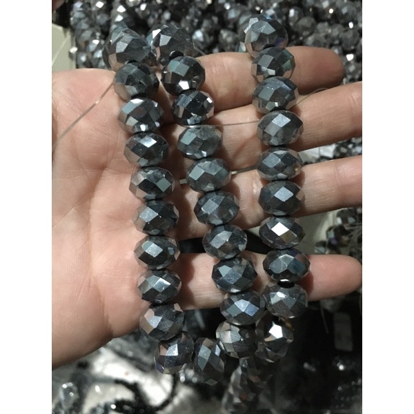 Crystal ceko silver 12mm bahan kalung gelang craft kerajinan tangan kristal aksesories murah