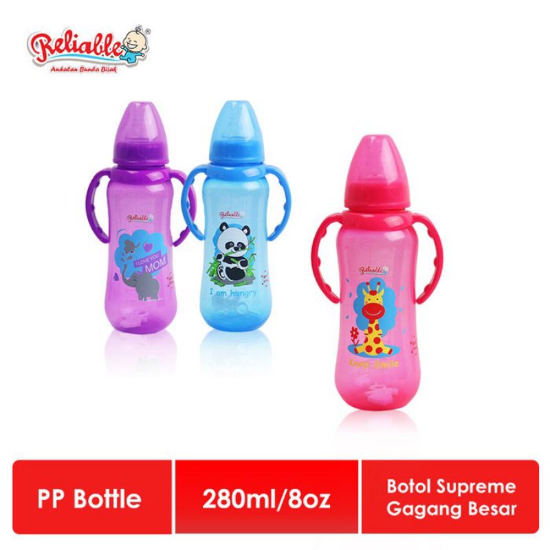 Botol Susu Reliable Besar DOT Ulir Peristaltic+Pegangan 28 0ml BPA Free