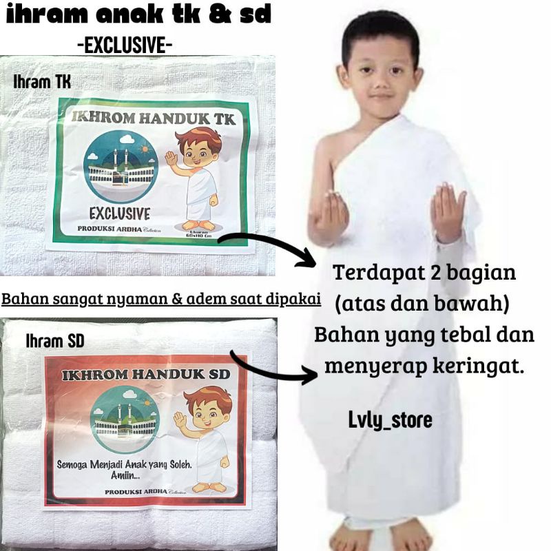 EXCLUSIVE KAIN IHRAM ANAK TK SD/IHRAM MANASIK HAJI/IHROM ANAK LAKI LAKI/EXCLUSIVE IHRAM/IHRAM BAHAN 