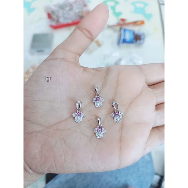 kalung nori vensy anak + liontin kepala minnie mouse/ kalung perak asli silver925 lapis emas