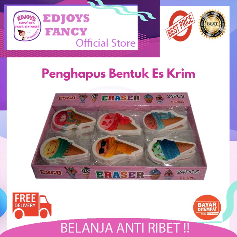 

Edjoys Penghapus eraser stip Hapusan Esco Es Krim Cron ES9002 isi 24pcs