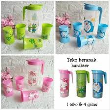 TEKO BERANAK GELAS P158 / TEKO SET KARAKTER SB