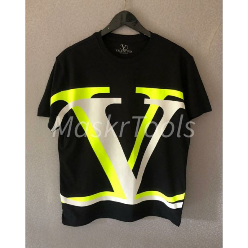 TSHIRT VLTN LOGO V BLACK PREMIUM KAOS PRIA WANITA BRANDED KEKINIAN