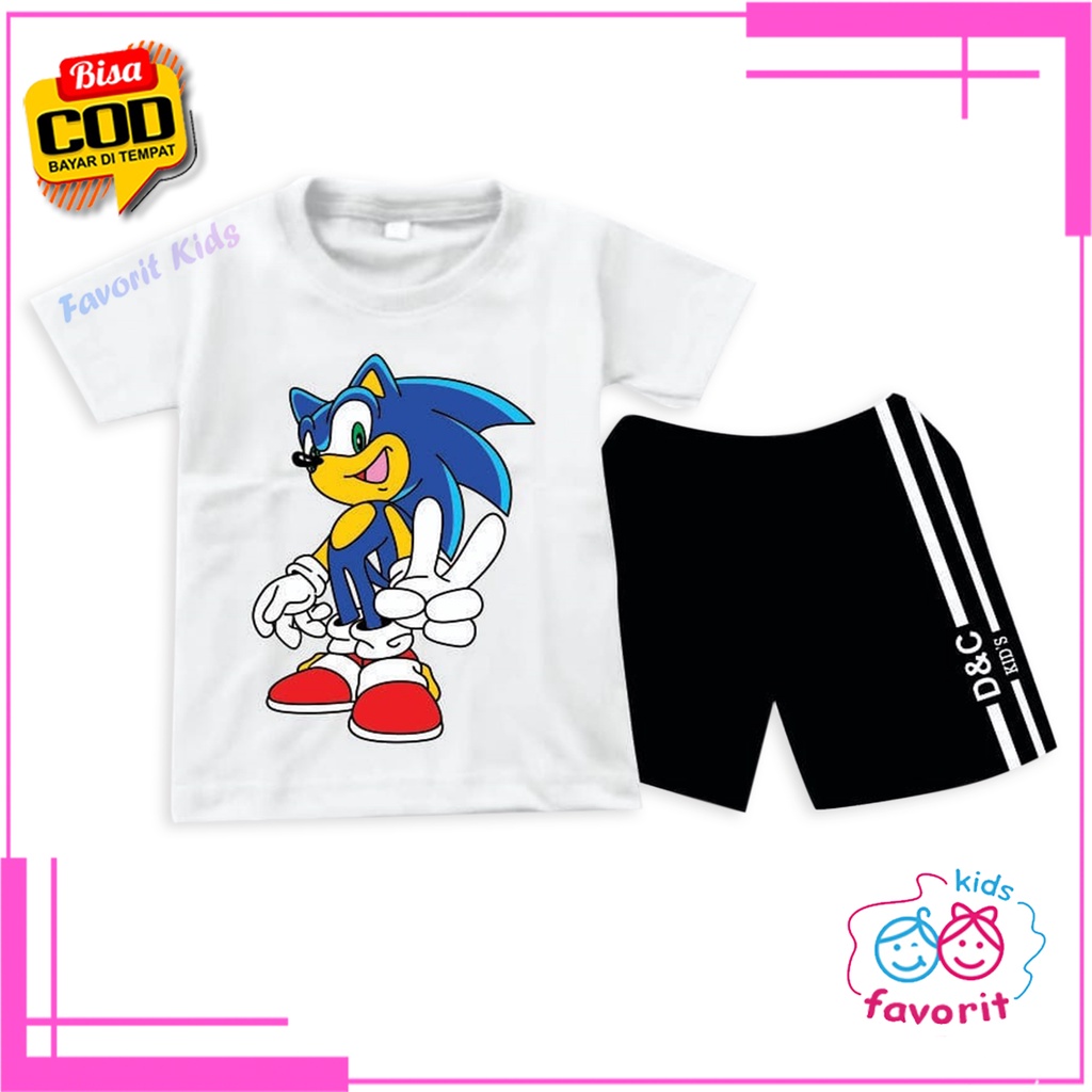 Favorit kids Setelan baju tidur anak perempuan lengan pendek celana pendek gambar sonic