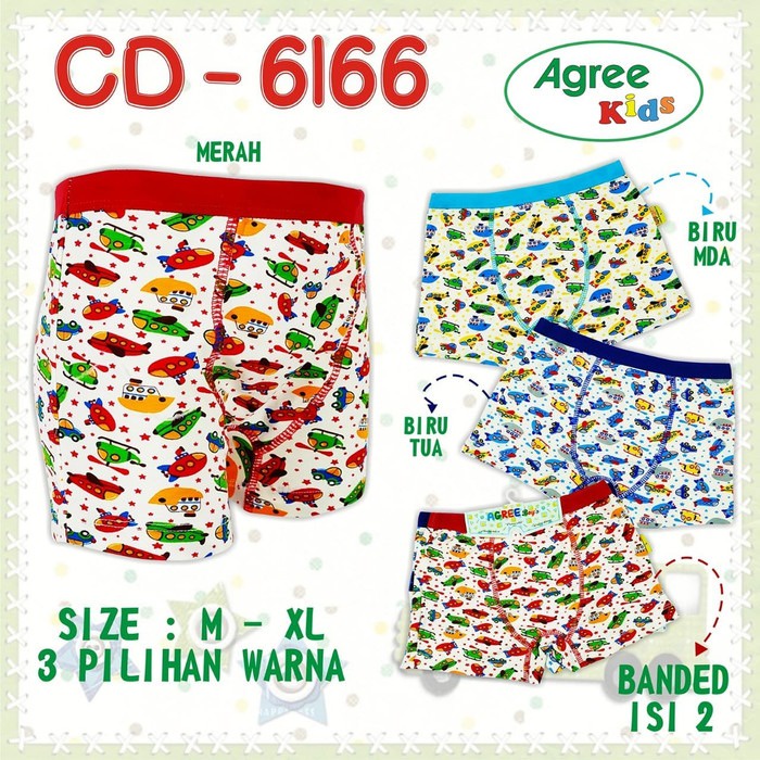 2pcs Celana Boxer Anak AGREE 6166 Cowo Cowok | CD Dalam Laki Laki | Boxer Agree Anak | Open Sorex