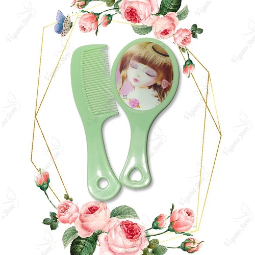 Sisir Cermin Gagang 1 Set Perlengkapan Wanita Murah Lucu unik-Vegasus Store (COD)