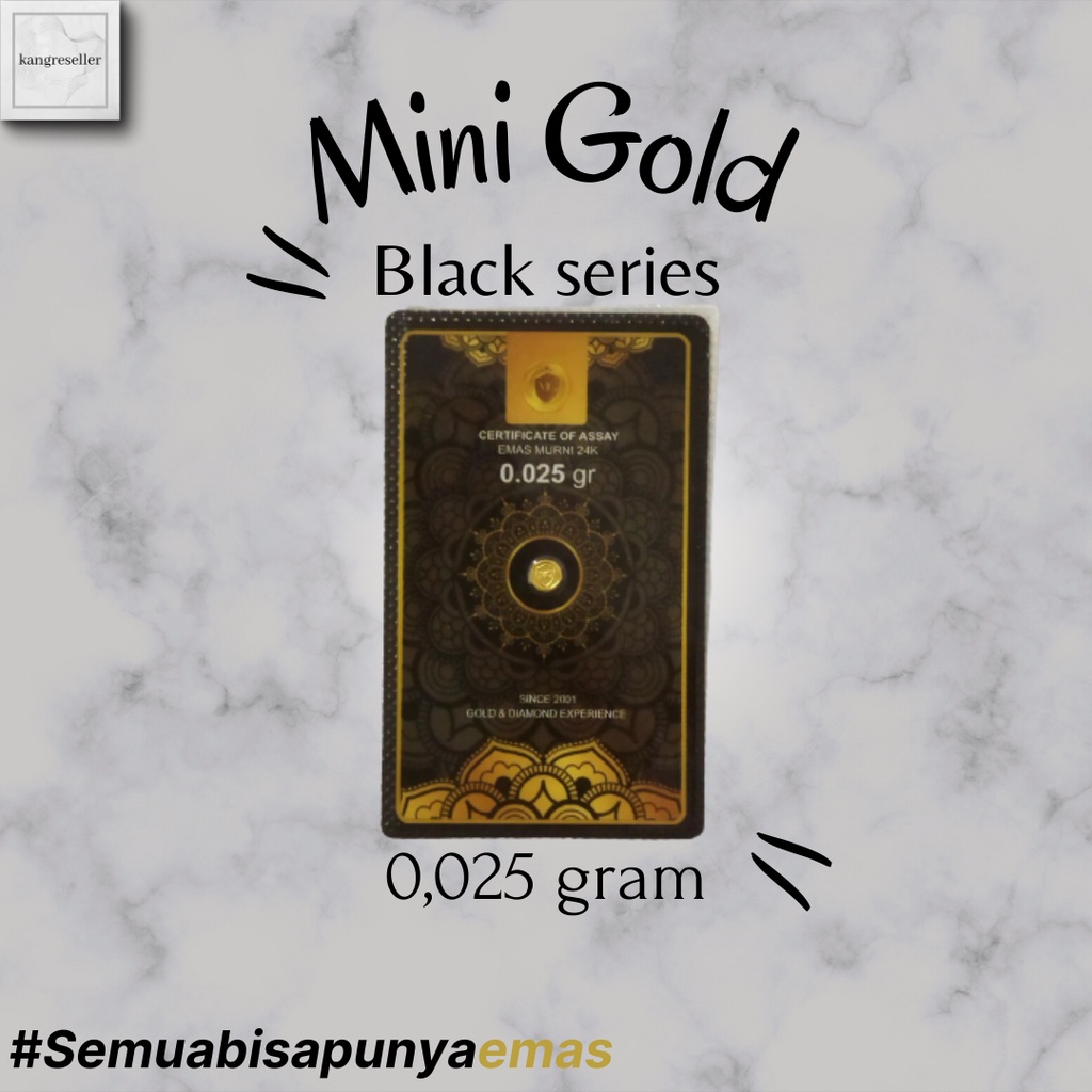 Mini Gold 0,025 Gram Black Series Logam Mulia Koin Emas Mini Kecil 24 Karat 0.025 Gr