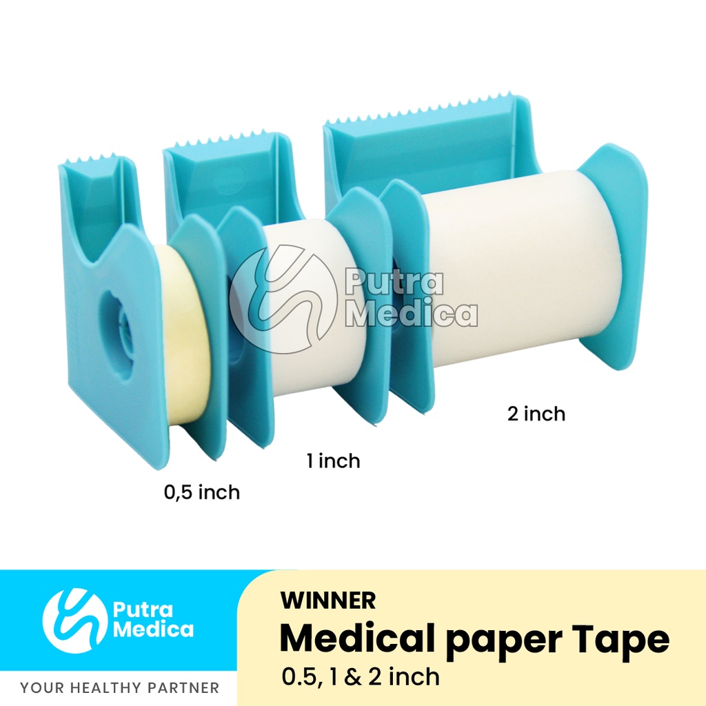 Winner Micropore Paper Tape Roll with Dispenser - 0.5inch x 10yard / Surgical Plaster Isopore / Plester Kertas Medis