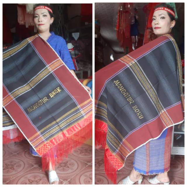 ULOS BINTANG MARATUR BORDIR ULOS HITAM MERAH ULOS PAHOMPU KAIN ADAT BATAK BAHAN PAKAIAN ETNIK TOBA