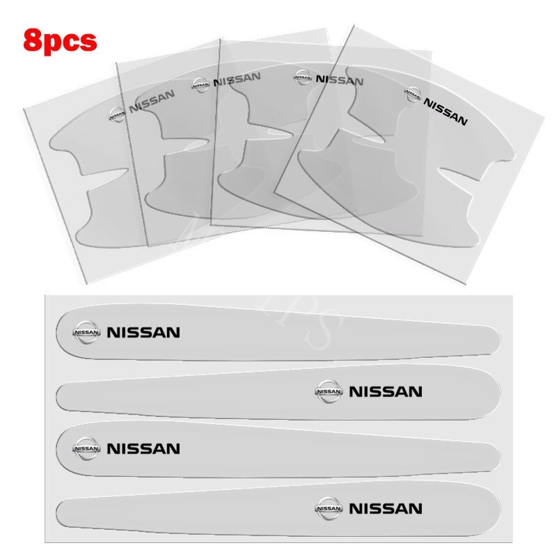 8pcs Stiker Pelindung Gagang Pintu Mobil Transparan Anti Gores Untuk Nissan NISMO March Juke Skyline Terrano Gtr Livina Serena Xtrail t31 t30