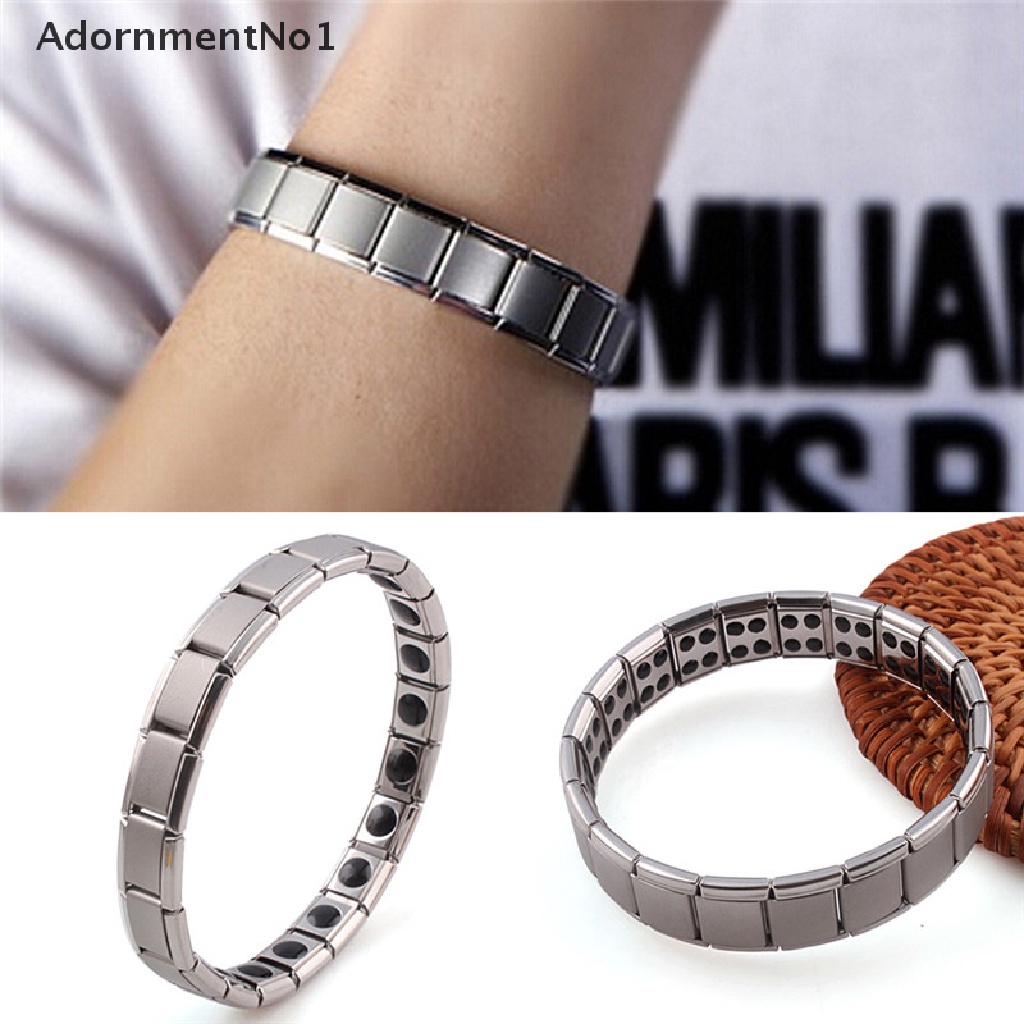 (AdornmentNo1) Gelang Tangan Elastis Bahan Titanium Steel Untuk Kesehatan Pria / Wanita