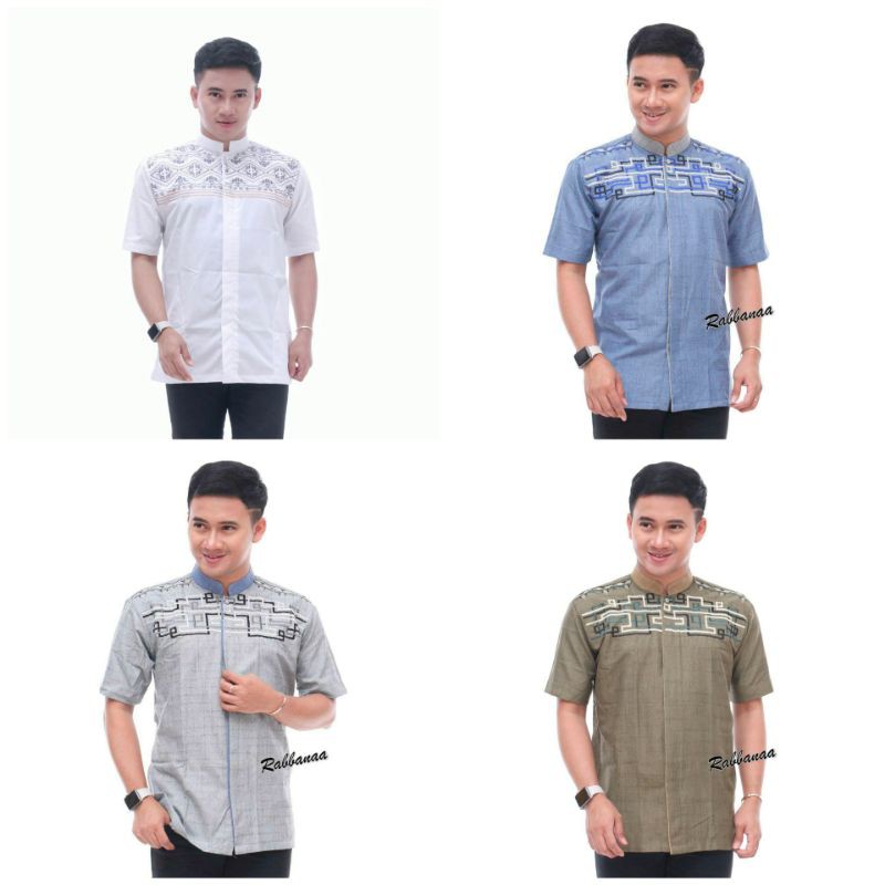 Kemeja Koko Pria / Pakaian Muslim Pria / Koko Lengan Pendek / Kemeja Koko Casual H11A-KK 1002 M