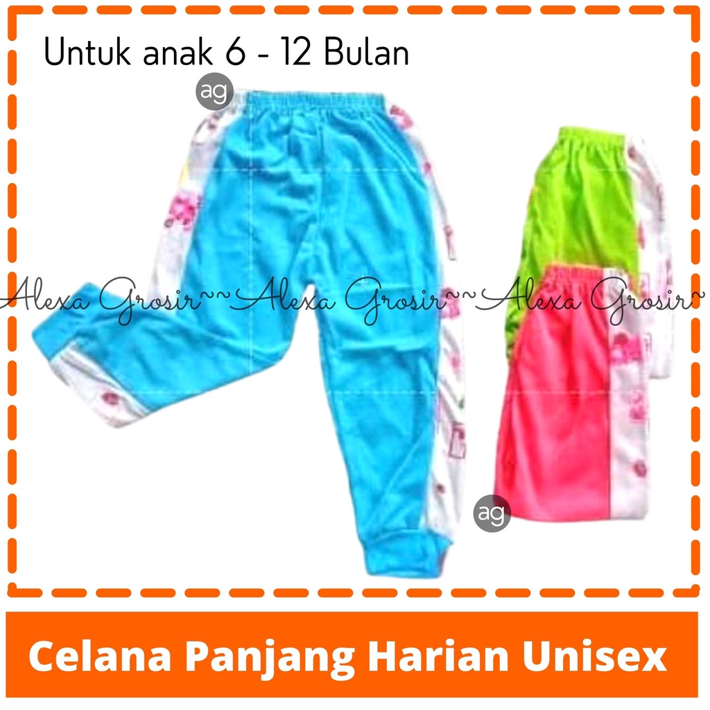 Celana Panjang Anak 6-12 Bulan size M Harian Polos Warna Best Quality